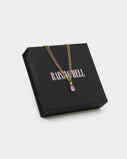 Raising Hell Women's Pendant Figaro Choker Necklace Pink/Gold