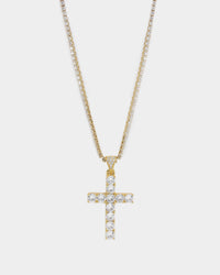NXS Iced Cross Pendant Iced Gold
