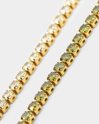 NXS 3mm Tennis Gradient Bracelet Green/Gold