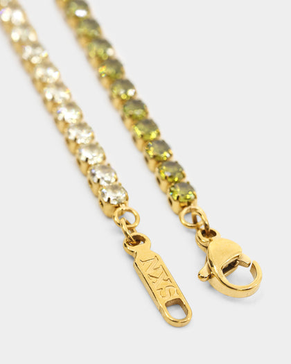 NXS 3mm Tennis Gradient Bracelet Green/Gold