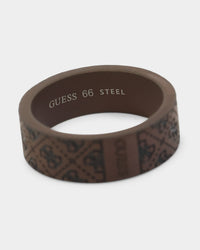 Guess Mainline 8mm 4G Pattern Ring Brown