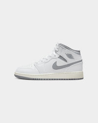 Jordan Kids' Air Jordan 1 Mid (GS) "Vintage Grey" White/Stealth