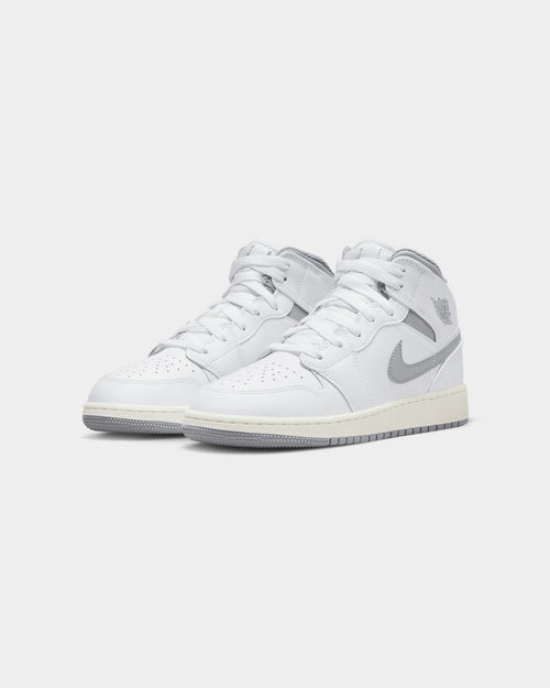 Jordan Kids' Air Jordan 1 Mid (GS) "Vintage Grey" White/Stealth