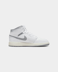 Jordan Kids' Air Jordan 1 Mid (GS) "Vintage Grey" White/Stealth