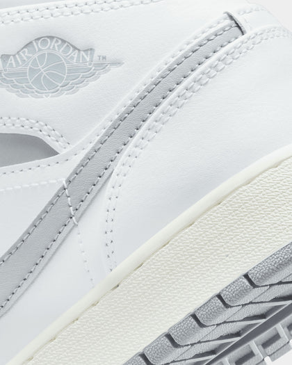 Jordan Kids' Air Jordan 1 Mid (GS) "Vintage Grey" White/Stealth