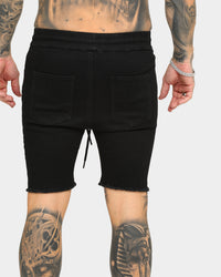 ENES Gunner Skinny Ripped Shorts Black