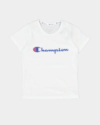 Champion Kid's Script Short Sleeve T-Shirt White