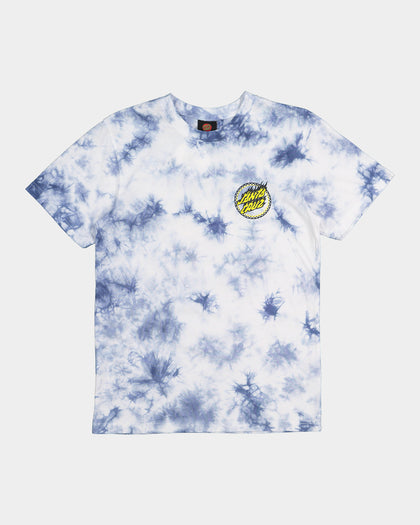 Santa Cruz Kids' Checked Out Flamed Dot Front T-Shirt Blue Tie Dye