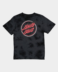 Santa Cruz Kids' Checked Out Flamed Dot Front T-Shirt Black/Black Tie Dye