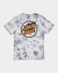 Santa Cruz Kids' Checked Out Flamed Dot Front T-Shirt Grey Tie Dye